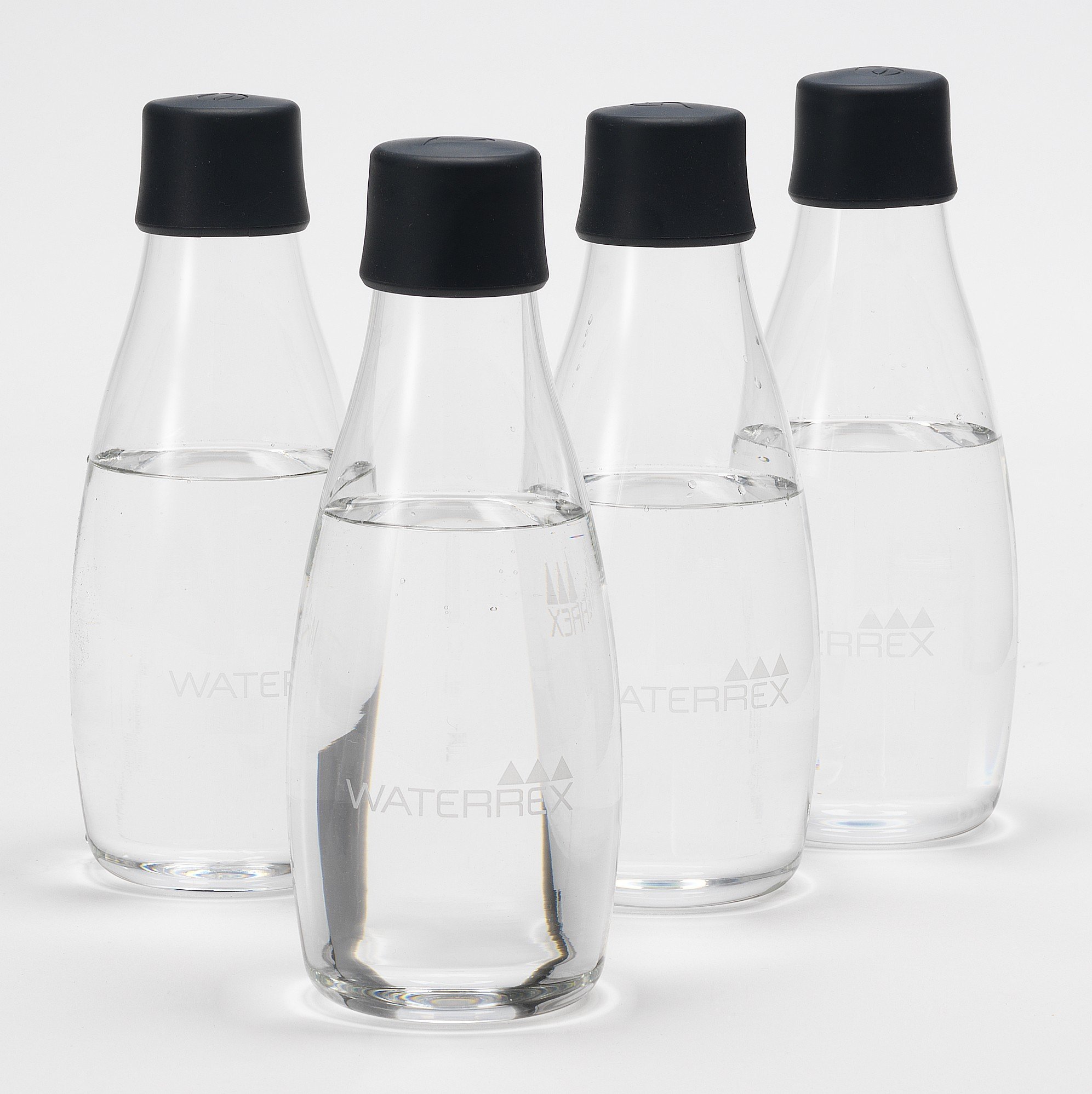 Designer vandflaske glas - 4 stk - 300 ml. Køb Her
